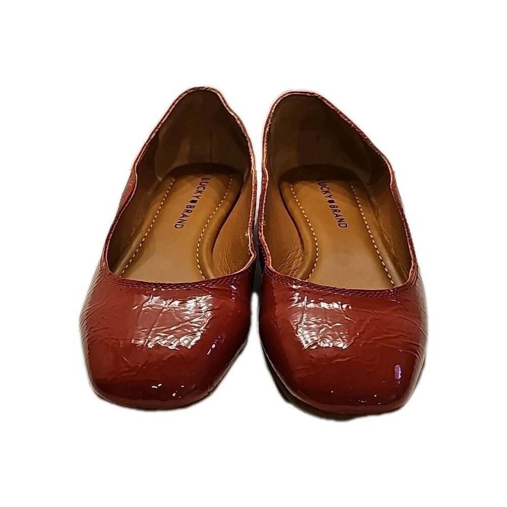 Lucky Brand Women Scalloped Top Line Trim Dellie Ballet Flat Rancho Red Sz 8 M